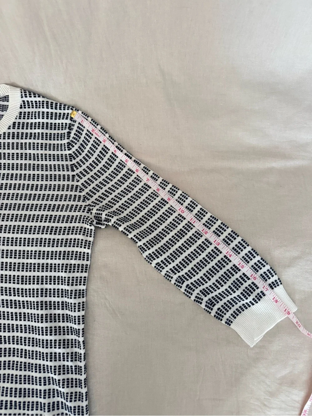 J.Crew Black and White Striped Patterned Knit Crewneck Sweater | 100% Cotton